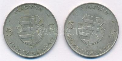 1947. 5Ft Ag "Kossuth" (2x) T:3 patina Adamo F8.1