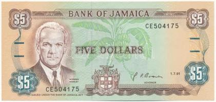 Jamaika 1991. 5$ CE 504175 T:I-  Jamaica 1991. 5 Dollars CE 504175 C:AU Krause P#70d