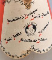 Bols retró zenélő palack, működik, kopott, m: 27 cm