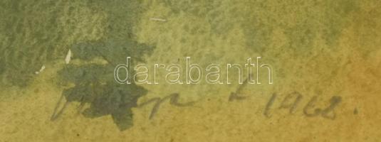 Vincze László (1934-2020): Vízparti táj (Duna?), 1968. Akvarell, papír, jelzett, üvegezett fakeretbe...