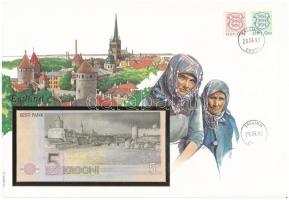 Észtország 1991. 5K felbélyegzett borítékban, bélyegzéssel T:I  Estonia 1991. 5 Krooni in envelope with stamp and cancellation C:UNC