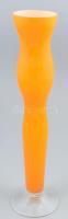 Narancssárga muránói üveg váza, jelzés nélkül, m: 40 cm