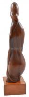 Jelzés nélkül: Absztrakt női alak, faragott fa szobor, m: 35 cm