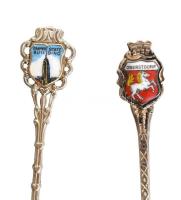 Ezüst (Ag) obersdorfi és amerikai emlékkanál, jelzett, h: 11cm, bruttó: 14g