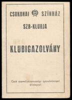 1967 Debreceni Csokonai Színház klubigazolványa színész részére