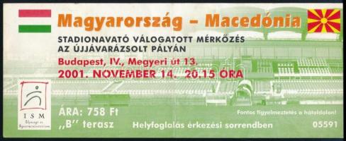2001 Magyarország-Macedónia labdarúgó-válogatott mérkőzés belépőjegye