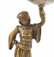 Figurális kínáló, réz és fém, jelzés nélkül, kopott, m: 32 cm