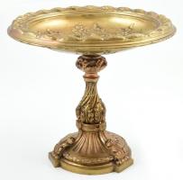 Gyümölcs kínáló, réz, kopott, m: 26 cm, d: 28 cm