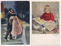 20 db régi művész motívum képeslap vegyes minőségben / 20 pre-1945 art motive postcards in mixed quality
