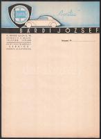 cca 1930 Bárdi József Lancia autószervíz 2 db fejléces levél