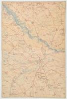 cca 1910 Dunszerdahely és Hédervár vászon térkép 50x74 cm