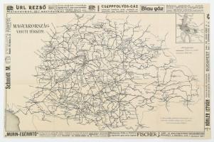 cca 1910 Magyarország vasuti térképe 46x30 cm