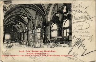 1910 Budapest VII. Aczél Cafe Restaurant Gambrinus, étterem és kávéház, belső. Erzsébet körút 27. (EK)