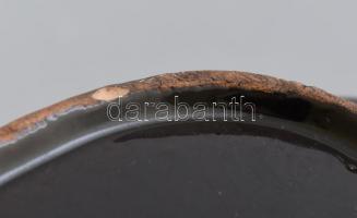 Cseresznyés kínáló tál, színes mázakkal festett kerámia, jelzés nélkül, kisebb mázrepedésekkel, aljá...