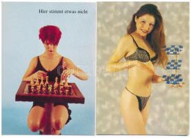 7 db MODERN erotikus sakk motívum képeslap / 7 modern erotic chess motive postcards