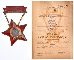 1956. "Szakma kiváló dolgozója - Könnyűipar" Rákosi-címeres zománcozott kitüntetés hátlapo...