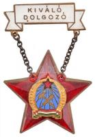 ~1955. Kiváló dolgozó Rákosi-címeres zománcozott fém kitüntetés, viselői igazolvánnyal T:2