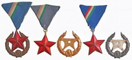 1951. "Közbiztonsági Érem" arany, ezüst és bronz fokozata (3xklf) a rendőrség tagjai részére T:2 egyiken ragasztás elengedett