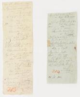 1842 2 db kézzel írt orvosi recept, raboknak kiállítva, Abauj vármegye