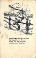1973 Kommt dir ein Zaun... / Hunter art postcard, humour (fa)