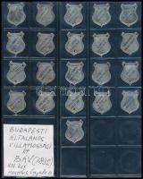 1948 Budapesti Általános Villamossági rt. 21 db fém címer formájú fiók embléma a különböző osztályok neveivel. 3 cm
