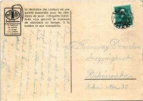1934 Cserkészek! Indanthren textil festék reklámlap cserkészekkel, mosás és időjárásálló viselet / H...