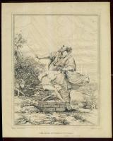 cca 1815 Ábrahám felajánlja Izsákot metszet / Abrahom offering up Isaac engraving 18x25 cm