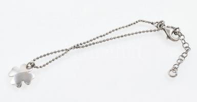 Ezüst(Ag) golyós karkötő lóhere függővel, jelzett, h: 18-21 cm, 1,4×1,6 cm, nettó: 2,9 g