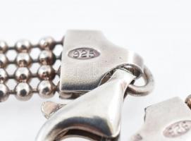 Ezüst(Ag) golyómintás nyakék, jelzett, h: 50 cm, nettó: 23,2 g