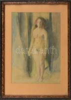 Fáy Dezső (1888-1954): Női akt. Akvarell, papír, jelzett. 34x27 cm.