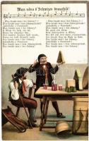 1910 Das söss d'Schwizer bruuchid! / Swiss folklore art postcard, cheese, humour (EK)