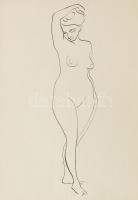 Vaszary János (1867-1939): Hölgy sziluett akt. Ofszet, papír, 30x42 cm