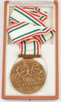 Gáll Gyula (1939-) 1965. Universiade 1965 bronz atlétikai díjérem nyakszalagon, eredeti tokban (70mm) T:2