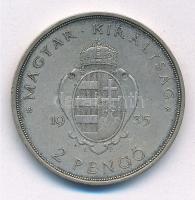 1935. 2P Ag "Pázmány" T:1-,2 patina Adamo P7.1