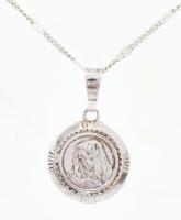 Ezüst(Ag) fantáziamintás nyaklánc Szűz Mária függővel, jelzett, h: 45 cm, nettó: 3,8 g