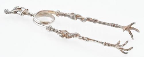 Ezüst(Ag) madárkarmos figurális cukorcsipesz, jelzett, h: 13,5 cm, nettó: 33,9 g