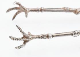 Ezüst(Ag) madárkarmos figurális cukorcsipesz, jelzett, h: 13,5 cm, nettó: 33,9 g