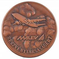 1996. MALÉV Részvénytársaságért egyoldalas bronz plakett, hátoldalán gravírozva, műanyag dísztokban (90mm) T:1-