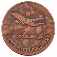 1996. "MALÉV Részvénytársaságért" egyoldalas bronz plakett, hátoldalán gravírozva, műanyag dísztokban (90mm) T:1-
