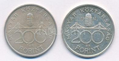 1992-1993. 200Ft Ag "MNB" (2xklf) T:1-,2 patina Adamo F13