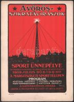 A Vörös-Szikratávirászok sportünnepélye, 1919. július 6., Margitszigeti Sporttelep, reprint plakát, kisebb lapszéli szakadással, 34x24 cm