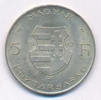 1947. 5Ft Ag "Kossuth" T:1- patina Adamo F8.1