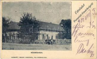 1901 Torontálvásárhely, Develák, Debelják, Debeljaca; Községháza. Krausz Ignác kiadása / town hall (vágott / cut)