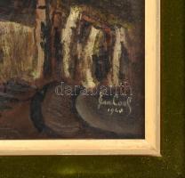 Olvashatatlan jelzéssel: Holland tengerpart. Olaj, farost, sérült dekoratív keretben, 45x55cm