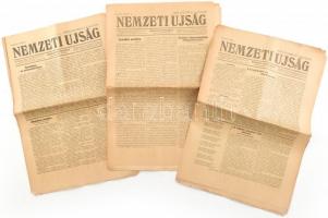 1919 három darab Nemzeti Újság októberi számok