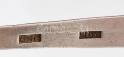 4 db orosz ezüst (Ag) kiskanál, jelzett, kis kopással, 61 g, h: 12 cm