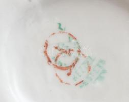 Hollóházi kislány babával, kézzel festett porcelán, jelzett, hibátlan, m: 17 cm + Aquincumi porcelán...