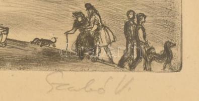 Szabó Vladimir (1905-1991): Krisztina tér 1964. Rézkarc, papír. Üvegezett keretben. Jelzett. 29,5x39...