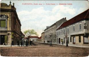 1912 Pancsova, Pancevo; Deák utca, üzletek. Kohn Samu kiadása / Deák-Gasse / street view, shops (EM)