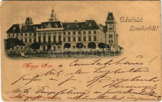 1898 (Vorläufer) Zombor, Sombor; Megyeháza. Adolf Schön kiadása / county hall (fa)